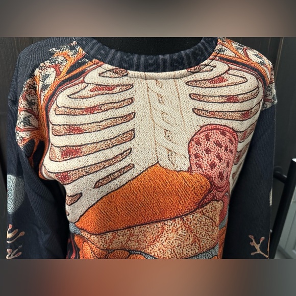 Women's Black Anatomical Print Light-weight Sweatshirt - Size M - Picture 3 of 11